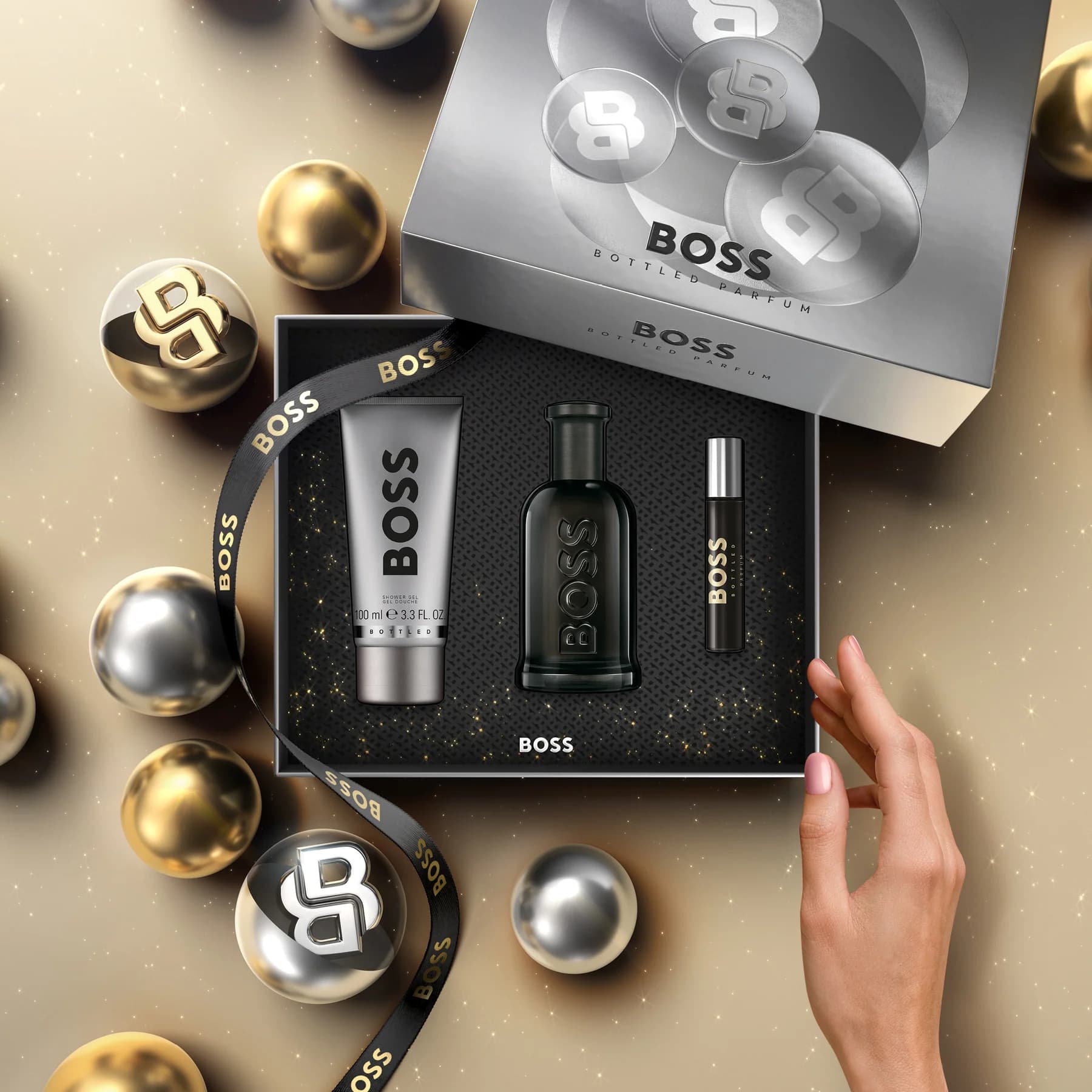 BOSS BOTTLED PARFUM 100 Ml + 10 Ml + SHOWER GEL 2